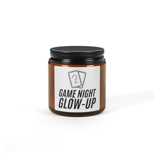 Game Night Glow-Up Soy Candle — Amber Jar Scented Candle for Cozy Evenings & Gifts