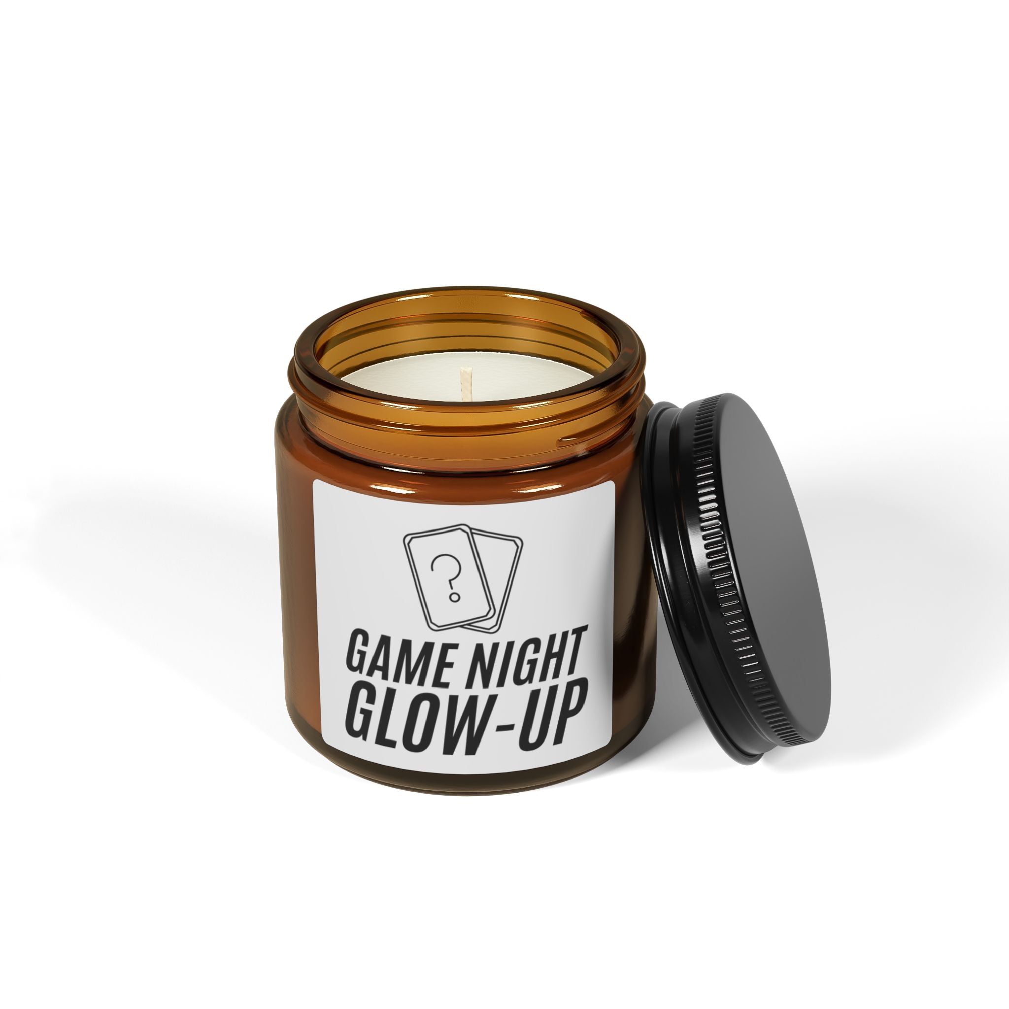 Game Night Glow-Up Soy Candle — Amber Jar Scented Candle for Cozy Evenings & Gifts